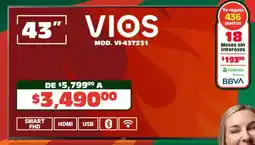 Soriana Híper Vios smart tv 43" oferta