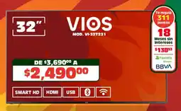 Soriana Híper Vios smart tv 32" oferta