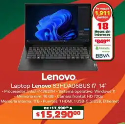 Soriana Híper Lenovo laptop 83HDA06BUS 17 14" oferta