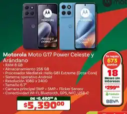 Soriana Híper Motorola moto G17 power celeste y arándano oferta