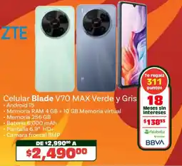 Soriana Híper Zte celular blade v70 max verde y gris oferta