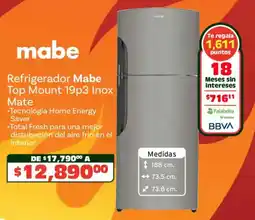 Soriana Híper Mabe refrigerador mabe top mount 19p3 inox mate oferta