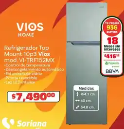 Soriana Híper Vios home refrigerador top mount 10p3 vios oferta