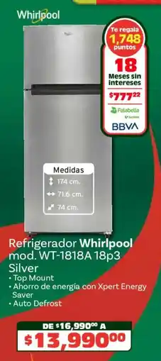 Soriana Híper Whirlpool refrigerador oferta