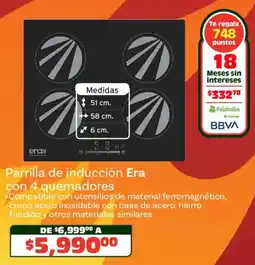 Soriana Híper Era parrilla de inducción con 4 quemadores oferta