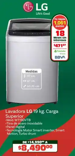 Soriana Híper Lg lavadora carga oferta
