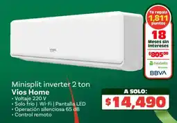 Soriana Híper Vios home minisplit inverter 2 ton oferta