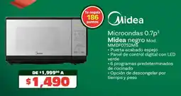 Soriana Híper Midea microondas 0.7p³ negro oferta