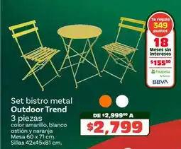 Soriana Híper Outdoor trend set bistro metal oferta