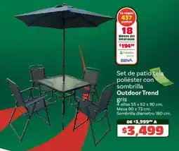 Soriana Híper Outdoor trend set de patio tela poliéster con sombrilla oferta