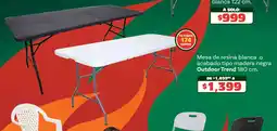 Soriana Híper Outdoor trend mesa de resina blanca o acabado tipo madera negra oferta