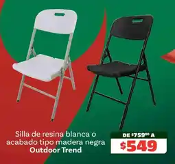 Soriana Híper Outdoor trend silla de resina blanca o acabado tipo madera negra oferta