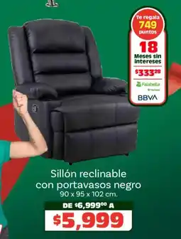 Soriana Híper Sillón reclinable con portavasos negro oferta