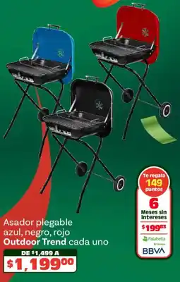 Soriana Híper Outdoor trend asador plegable azul, negro, rojo oferta