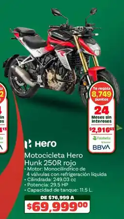 Soriana Híper Hero motocicleta hero hunk 250r rojo oferta
