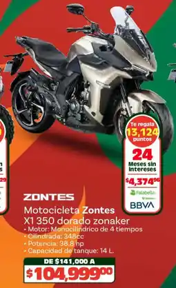 Soriana Híper Zontes motocicleta x1 350 dorado oferta