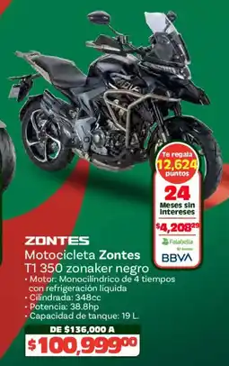Soriana Híper Zontes motocicleta T1 350 zonaker negro oferta