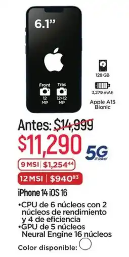 Chedraui iPhone 14 iOS 16 oferta