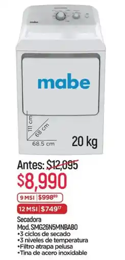 Chedraui Mabe secadora oferta