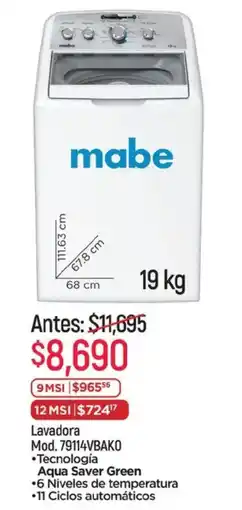 Chedraui Mabe lavadora oferta