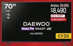 Chedraui Daewoo roku tv smart 70" oferta
