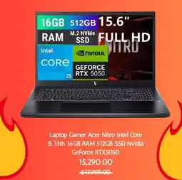 Bodega Aurrerá Acer laptop gamer nitro intel core i5 13th oferta