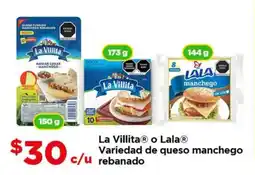 Bodega Aurrerá La villita o lala variedad de queso manchego rebanado oferta