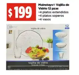 Bodega Aurrerá Mainstays Vajilla de Vidrio oferta