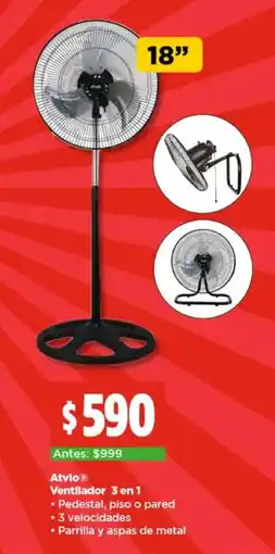 Bodega Aurrerá Atvio ventilador 3 en 1 18" oferta
