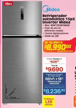 Soriana Híper Midea refrigerador automático 15p3 inverter oferta