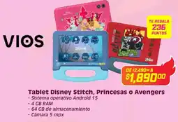 Soriana Híper Vios tablet disney stitch, princesas o avengers oferta