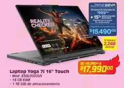 Soriana Híper Lenovo laptop yoga 7i 16" touch oferta