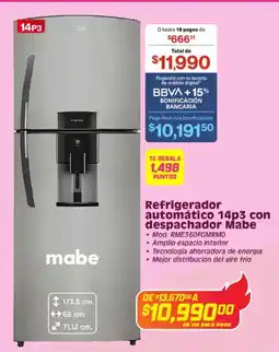 Soriana Híper Mabe refrigerador automático 14p3 con despachador oferta