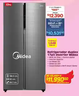 Soriana Híper Midea refrigerador duplex 17p3 inverter oferta