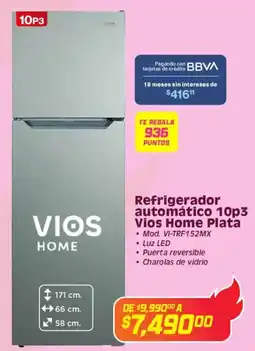 Soriana Híper Vios home refrigerador automático 10p3 vios home plata oferta