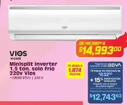Soriana Híper Vios home minisplit inverter 1.5 ton. solo frío oferta