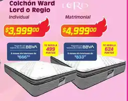 Soriana Híper Colchón ward lord o regio matrimonial oferta