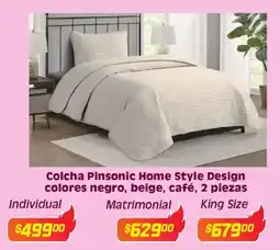 Soriana Híper Colcha pinsonic home style design colores negro, beige, café oferta