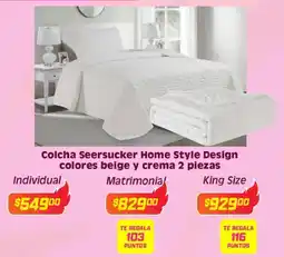 Soriana Híper Colcha seersucker home style design colores beige y crema oferta