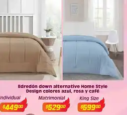 Soriana Híper Edredón down alternative home style design colores azul, rosa y café individual oferta
