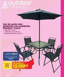 Soriana Híper Set de patio tela poliéster con sombrilla outdoor trend oferta
