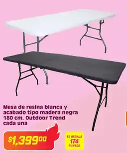Soriana Híper Outdoor trend mesa de resina blanca y acabado tipo madera negra oferta