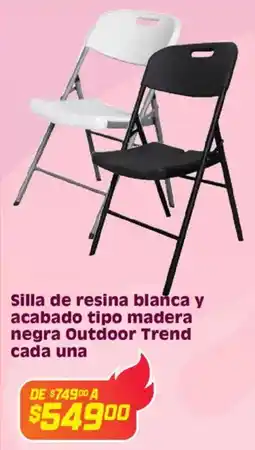 Soriana Híper Outdoor trend silla de resina blanca y acabado tipo madera negra cada una oferta