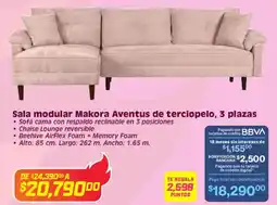 Soriana Híper Sala modular makora aventus de terciopelo oferta