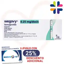 Farmacias Bazar WEGOVY FLEX TOUCH 0.25MG 1 PLUMA PRECARGADA 4 DOSIS oferta