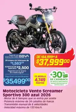 Soriana Híper Motocicleta vento screamer sportivo 300 azul 2026 oferta