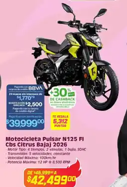 Soriana Híper Bajaj motocicleta pulsar n125 fi oferta