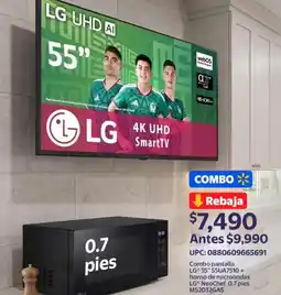 Walmart Lg smart tv 55" 55ua7510 + horno de microondas lg neochef oferta