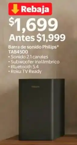Walmart Philips barra de sonido TAB4500 oferta