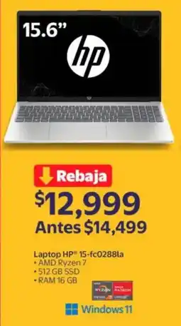 Walmart HP laptop 15-fc0288la oferta